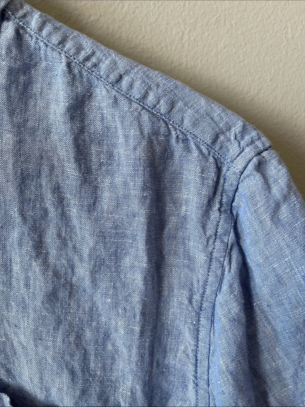 J. Crew Irish Linen Light Blue Short-Sleeve Button-Down Shirt